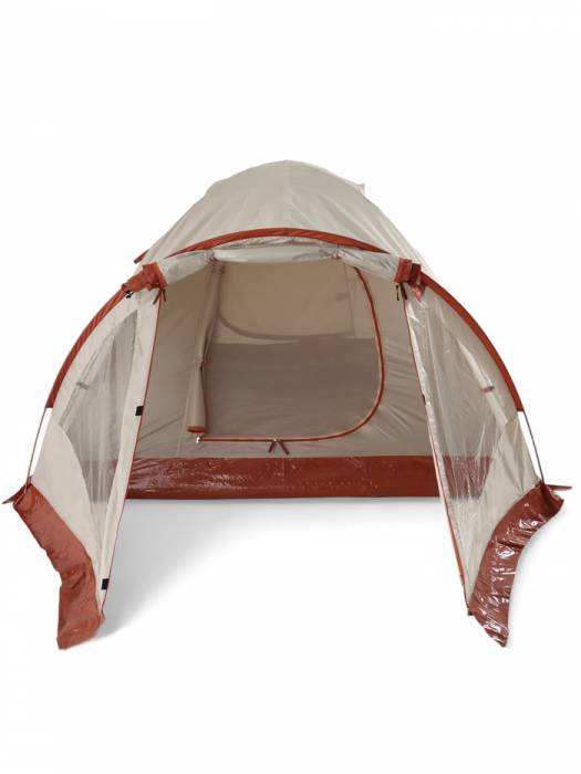 Палатка туристическая 4-местная maclay katun ume cool 4,   380×210×135 см, трекинговая, двухслойная, с тамбуром, бежевая